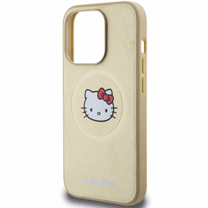 Hello Kitty Nahkainen Kitty Head MagSafe Suojakuori iPhone 14 Pro:lle - kultainen