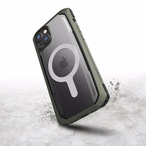 Raptic X-Doria Secure Case iPhone 14 Plus MagSafe panssaroitu suojus vihreä