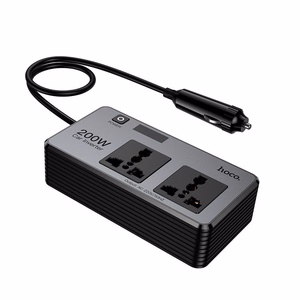 Hoco älykäs kaksois auton invertterilaturi 2 tupakansytytinporttia maks. 200W PD66W/1C2A Z66 musta