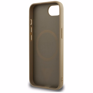 Guess HC MagSafe Grained PU Triangle Logo Suojakuori iPhone 16e:lle - Ruskea