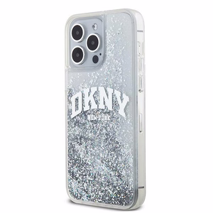 DKNY suojakuori iPhone 15 Pro Max 6,7' DKHCP15XLBNAET valkoinen HC nestemäiset kimalteet kaarilogolla