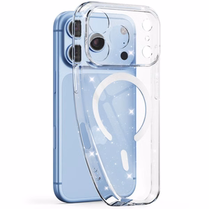 Tech-Protect FlexAir MagSafe -suojakuori iPhone 17 Pro Max / 18 Pro Max -malleille, läpinäkyvä glitterillä
