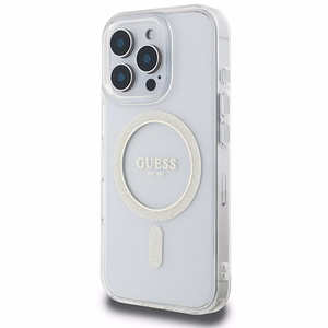 Guess IML Glitter Circle MagSafe suojakuori iPhone 16 Pro Max:lle - läpinäkyvä