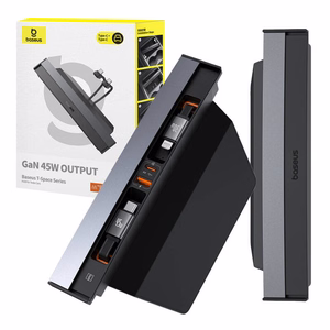 Keskitin Baseus T-Space USB-C - lightning -kaapeleilla Tesla-autoihin (musta)