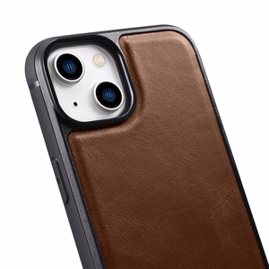 iCarer Nahka Öljyvaha Aitoa nahkaa Kotelo iPhone 14 Plus (MagSafe yhteensopiva) Ruskea (WMI14220719-BN)