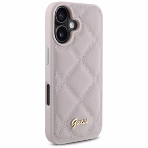 Guess Quilted Metal Logo Suojakuori iPhone 16:lle - vaaleanpunainen