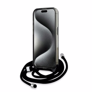 Karl Lagerfeld IML Crossbody Monogram Karl & Choupette Head MagSafe Suojakuori iPhone 15 Pro Max:lle - musta