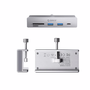 Orico MH5PC Pöytäkiinnitteinen hubi USB-C / 2x USB-A 3.2 + 1x USB-C 3.2 + 1x SD ja TF - hopeinen