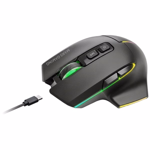 Mars Gaming MMWVECTOR optinen oikeakätinen hiiri, langaton RF, Bluetooth ja USB Type-A, 12000 DPI