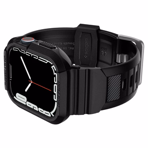 Spigen Rugged Armor Pro -kotelo hihnalla Apple Watch 4 / 5 / 6 / 7 / 8 / SE (44/45 mm) - musta
