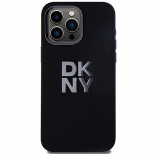 DKNY Liquid Silikoninen Metal Logo Suojakuori iPhone 15 Pro Max:lle - musta