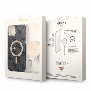 Guess GUBPP14MH4EACSK 4G Print MagSafe suojakuori- ja laturisarja iPhone 14 Plus 6.7" -puhelimelle, musta