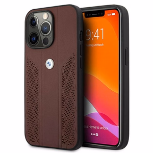 BMW Leather Curve rei'itetty kotelo iPhone 13 Pro / iPhone 13 - punainen