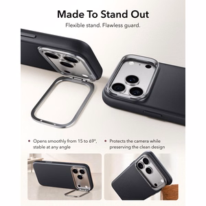 ESR Leather -suojakuori laitteelle iPhone 18 Pro / 17 Pro, tuella, MagSafe-yhteensopiva – musta