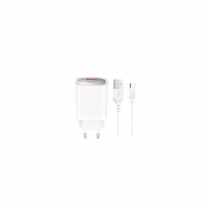 XO seinälaturi CE19 QC 18W 1x USB, valkoinen + USB-C-kaapeli