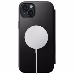 Nomad moderni nahkainen folio-kuori iPhone 15 Plus 6,7' musta