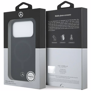 Mercedes Plain Smooth Nahkainen MagSafe Suojakuori iPhone 17 Pro:lle - Musta