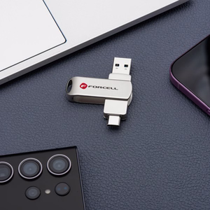 Pendrive 64GB USB 3.2 Gen 1 (USB A / USB C) Forcell F-Data Metal Duo hopeinen
