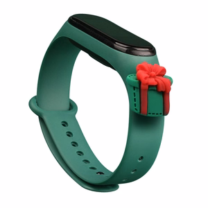 Hihna Xmas Xiaomi Mi Band 3 / 4 joulu Silikoni hihna rannekoru lahja - tummanvihreä