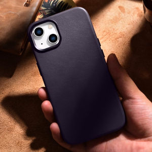 iCarer Kotelo Nahkakotelo Kotelo iPhone 14 Plus tumman violetti (MagSafe-yhteensopiva)