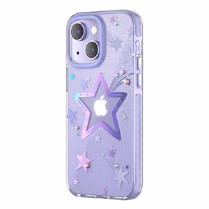 Kingxbar Heart Star Series tapauksessa iPhone 14 Plus violetti tähti tapauksessa