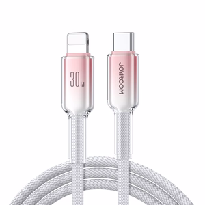 Joyroom S-A42 Crystal-Clear Series 30W USB-C - Lightning -kaapeli 1,2 m - valkoinen
