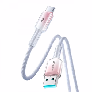 Joyroom S-A42 Crystal-Clear Series 3A USB-A - USB-C -kaapeli 1,2 m - valkoinen