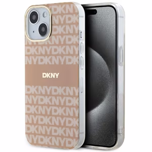 DKNY IML Mono ja Raita MagSafe Suojakuori iPhone 15 / 14 / 13:lle - vaaleanpunainen