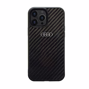 Audi Carbon Fiber Suojakuori iPhone 14 Pro 6.1 musta/musta kova kuori AU-TPUPCIP14P-R8/D2-BK