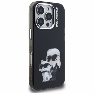 Karl Lagerfeld IML Aquarelle Karl & Choupette & Logo Suojakuori iPhone 16 Pro Maxille - Musta