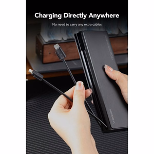 Ulkoinen akku Veger TCE130 (W2503) PD 130W 25000 mAh sisäänrakennetuilla Type C -kaapeleilla / Lightning musta