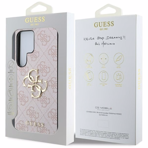 GUESS Big 4G Logo Classic Logo Suojakuori Samsung Galaxy S25 Ultra Vaaleanpunainen