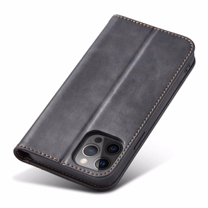 Magneetti Fancy Kotelo Kotelo iPhone 12 Pro Max pussi lompakko kortinhaltija Musta