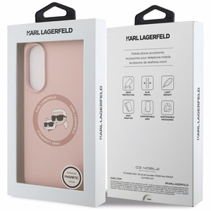 Karl Lagerfeld Magneettinen Silikoninen Suojakuori Samsung Galaxy S25 Edge:lle - Vaaleanpunainen