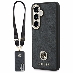 Guess 4G Big Rhinestone Triangle Strap MagSafe -suojakuori Samsung Galaxy S26:lle musta