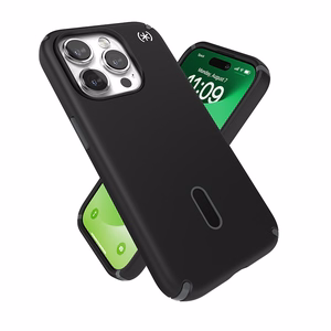 Speck Presidio2 Pro ClickLock MagSafe-suojakuori iPhone 15 Pro -puhelimelle, musta/liuskeenharmaa