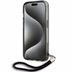 Karl Lagerfeld IML Mono KL Pattern & Cord Suojakuori iPhone 15 Prolle - musta