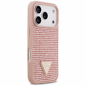 Guess Rhinestone Triangle Logo iPhone 17 Pro Suojakuori - vaaleanpunainen