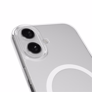 Puro Lite Mag TPU+PC suojakuori MagSafe-yhteensopiva iPhone 17:lle - läpinäkyvä valkoisella renkaalla