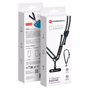 Forcell F-DESIGN S10X165 olkahihna puhelimelle säädettävällä pituudella (max 82,5cm silmukassa) musta
