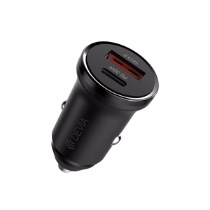 Devia autolaturi Smart Mini PD QC 3.0 30W 1x USB 1x USB-C valkoinen