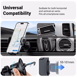 Crong Carclip Air Vent yleismallinen puhelimen autoteline tuuletusritilään, musta