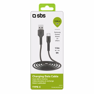 SBS TECABLEMICROC15K USB-A - USB-C Kaapeli 1,5m - musta