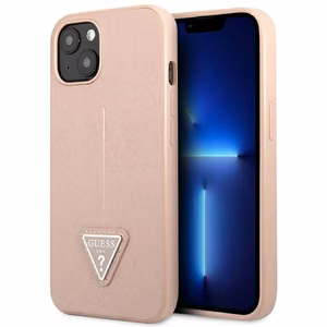 Guess GUHCP14MPSATLP iPhone 14 Plus 6,7 "vaaleanpunainen / vaaleanpunainen kovakotelo SaffianoTriangle Logo