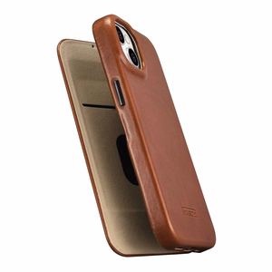 iCarer CE Öljyvaha Premium Nahka Folio Case iPhone 14 Plus magneettinen flip tapauksessa MagSafe ruskea (AKI14220707-BN)