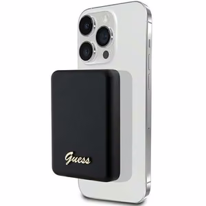 Guess MagSafe Metal Script Logo induktiovirtapankki 5W 3000mAh - musta