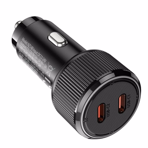 Autolaturi Hoco 2 x USB C QC PD 50W NZ14B musta