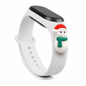 Hihna Xmas Xiaomi Mi Band 3 / 4 joulu Silikoni hihna rannekoru lumiukko - valkoinen