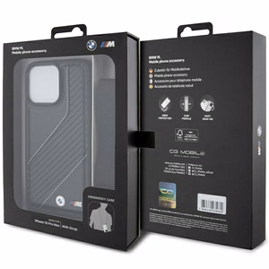 BMW M Edition Carbon Stripe & Hihna Suojakuori iPhone 15 Pro Maxille - musta