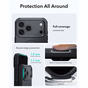 ESR Cyber Tough MagSafe suojakuori malleille iPhone 18 Pro Max / 17 Pro Max, musta